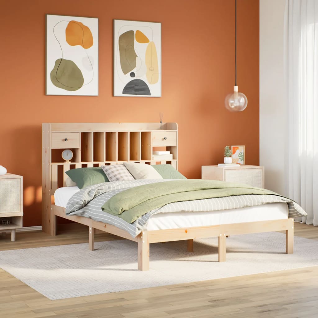 vidaXL Bookcase Bed without Mattress 140x200cm Solid Wood Pine