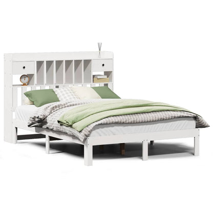 vidaXL Bookcase Bed without Mattress White 140x200cm Solid Wood Pine