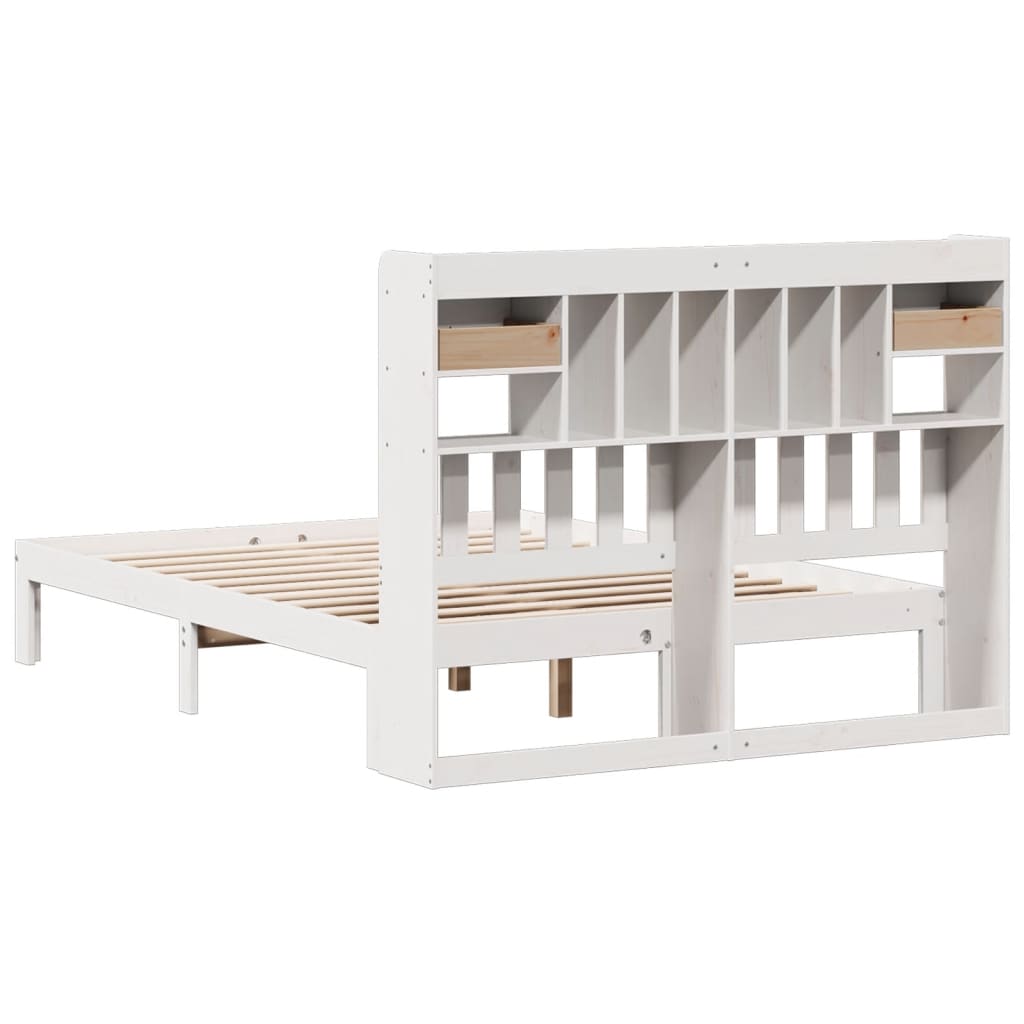 vidaXL Bookcase Bed without Mattress White 140x200cm Solid Wood Pine