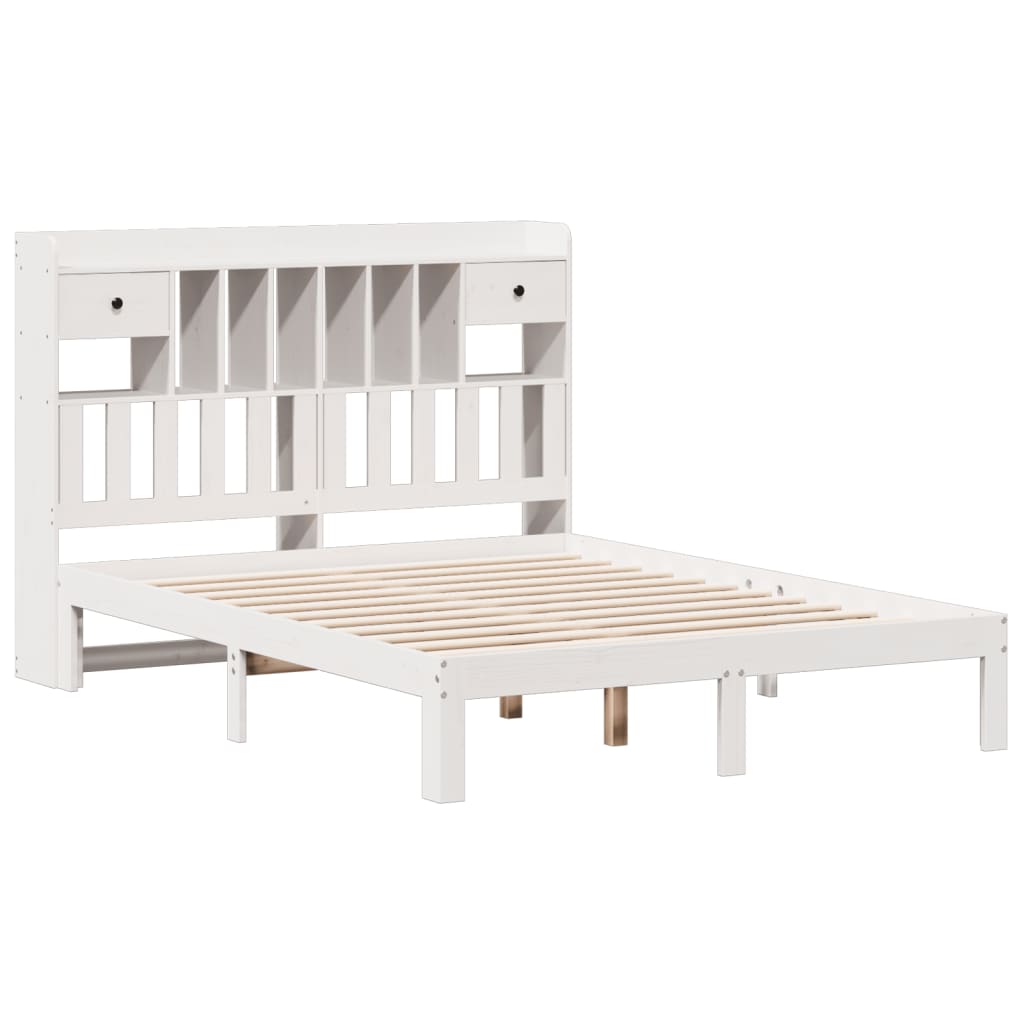 vidaXL Bookcase Bed without Mattress White 160x200cm Solid Wood Pine