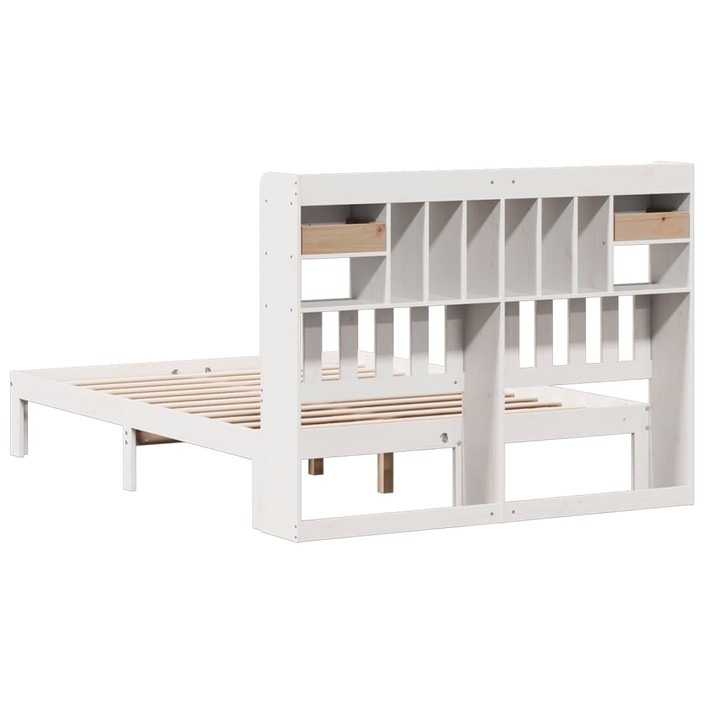 vidaXL Bookcase Bed without Mattress White 160x200cm Solid Wood Pine