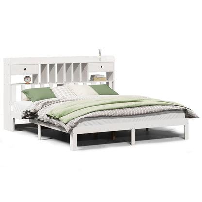 vidaXL Bookcase Bed without Mattress White 180x200cm Solid Wood Pine