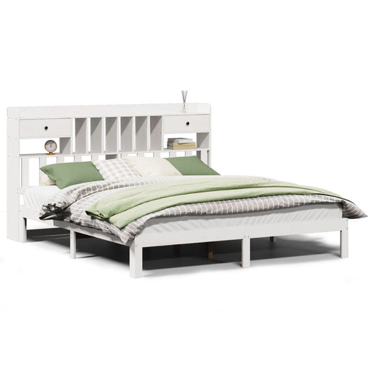 vidaXL Bookcase Bed without Mattress White 180x200cm Solid Wood Pine