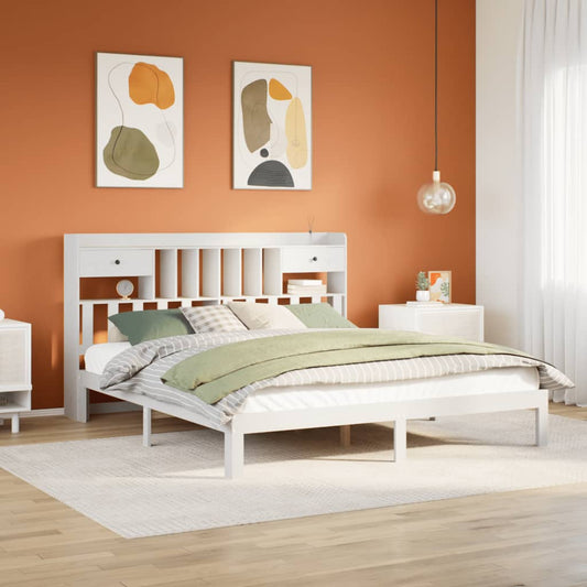 vidaXL Bookcase Bed without Mattress White 180x200cm Solid Wood Pine