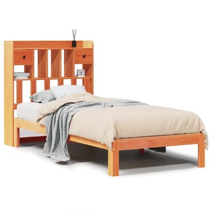 vidaXL Bookcase Bed without Mattress Wax Brown 75x190cm Solid Wood Pine