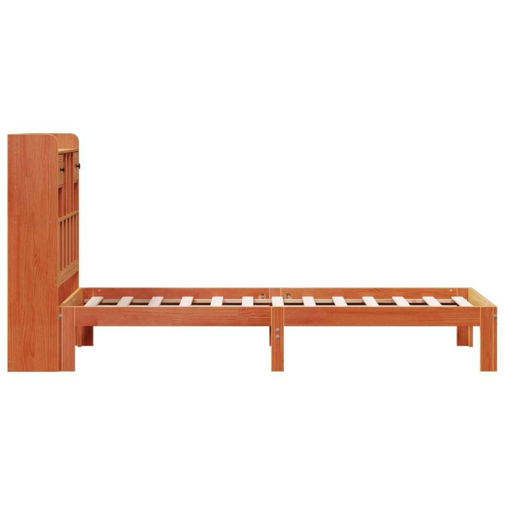 vidaXL Bookcase Bed without Mattress Wax Brown 75x190cm Solid Wood Pine