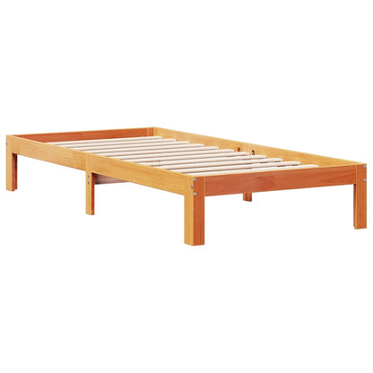 vidaXL Bookcase Bed without Mattress Wax Brown 75x190cm Solid Wood Pine