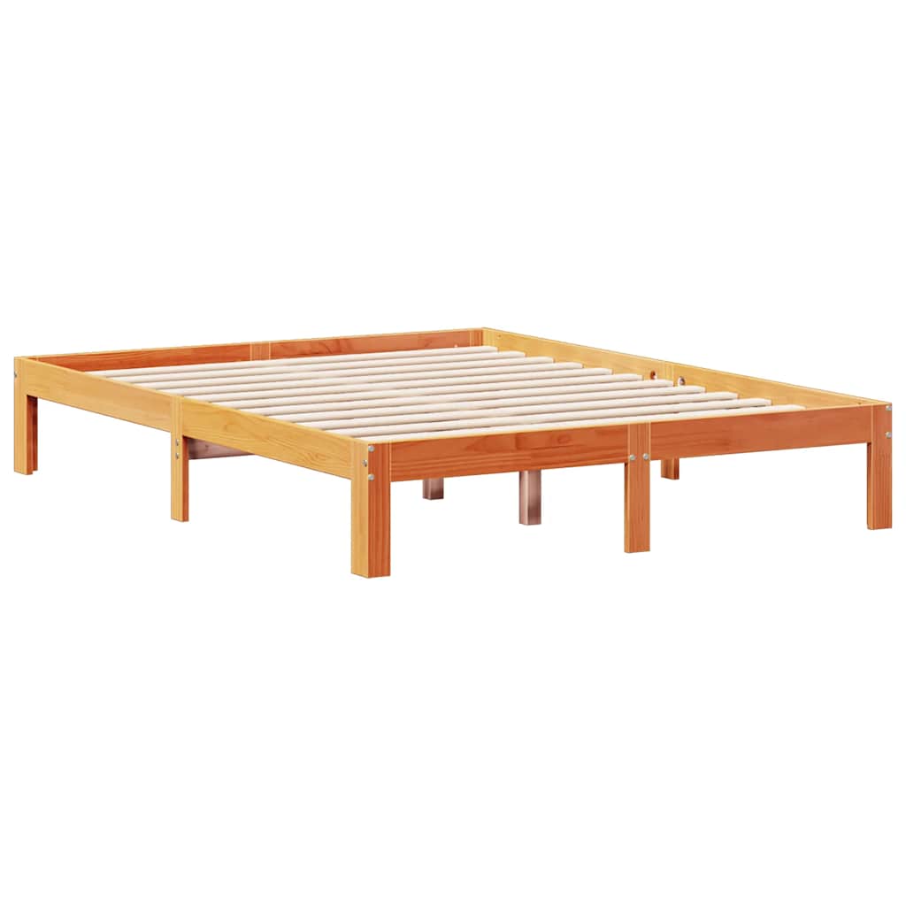 vidaXL Bookcase Bed without Mattress Wax Brown 135x190cm Solid Wood Pine