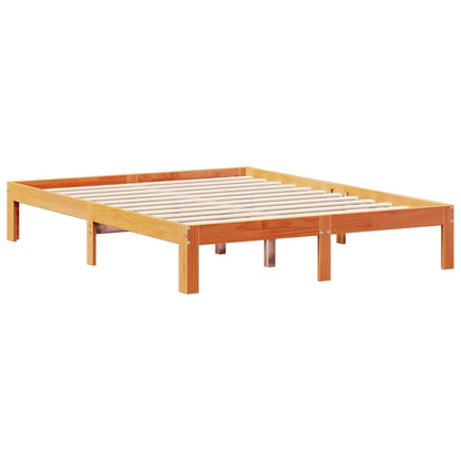 vidaXL Bookcase Bed without Mattress Wax Brown 135x190cm Solid Wood Pine