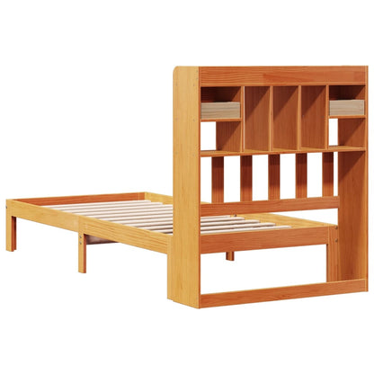 vidaXL Bookcase Bed without Mattress Wax Brown 100x200cm Solid Wood Pine