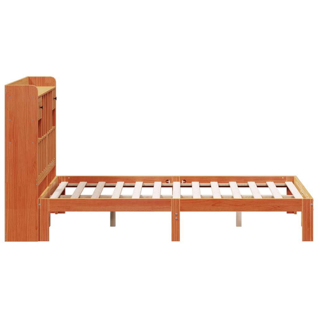 vidaXL Bookcase Bed without Mattress Wax Brown 140x200cm Solid Wood Pine