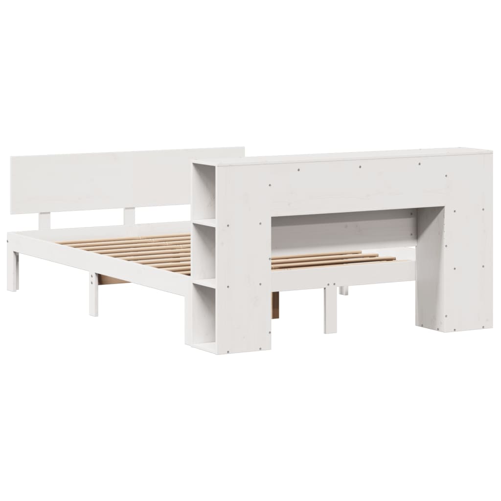 vidaXL Bookcase Bed without Mattress White 135x190 cm Double Solid Wood Pine