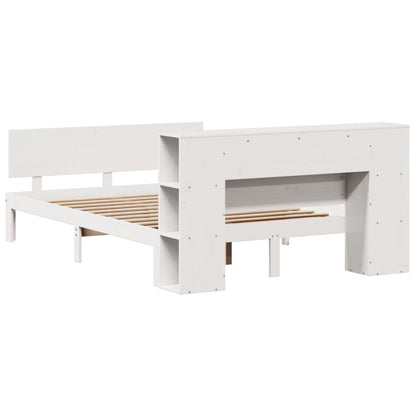 vidaXL Bookcase Bed without Mattress White 135x190 cm Double Solid Wood Pine