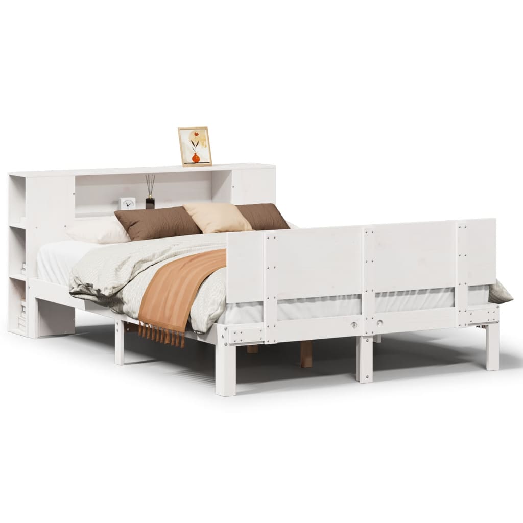 vidaXL Bookcase Bed without Mattress White 140x190cm Solid Wood Pine