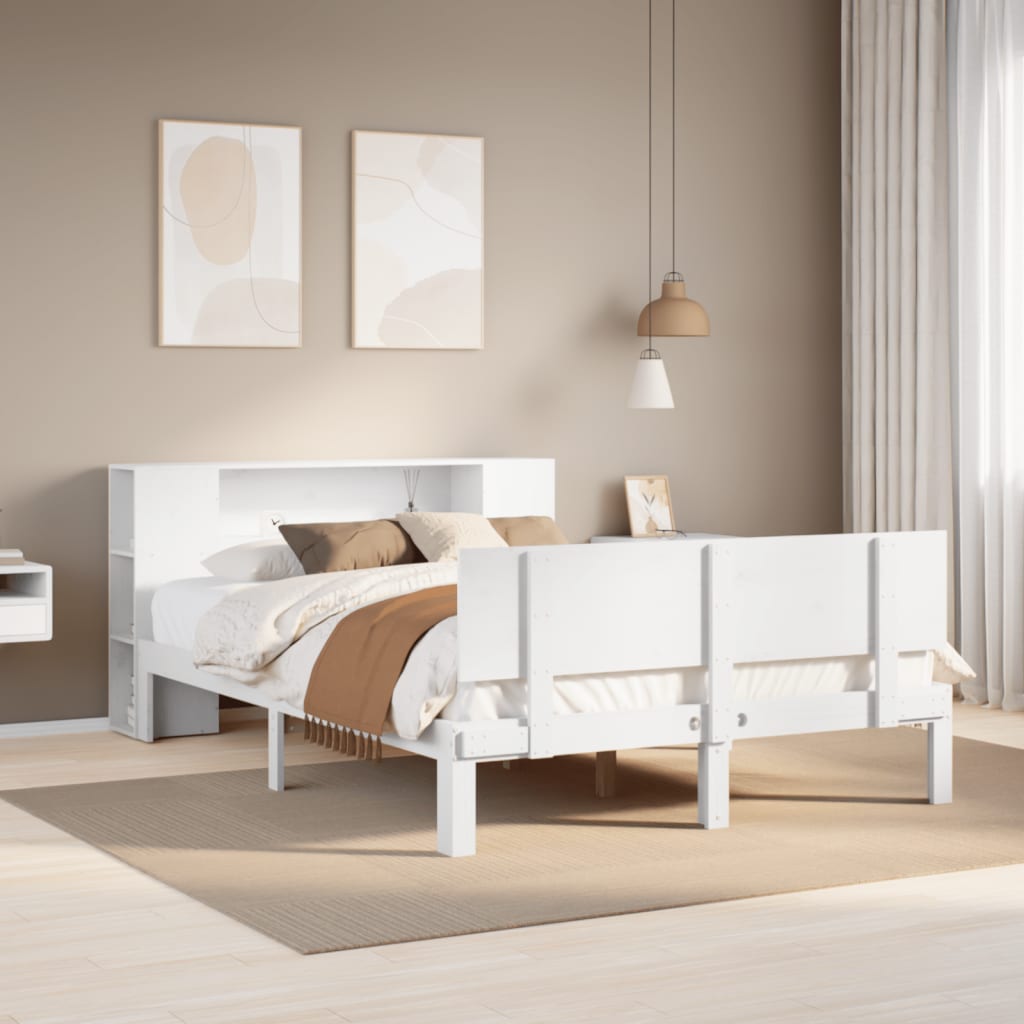 vidaXL Bookcase Bed without Mattress White 140x190cm Solid Wood Pine
