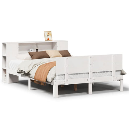 vidaXL Bookcase Bed without Mattress White 150x200 cm King Size Solid Wood Pine