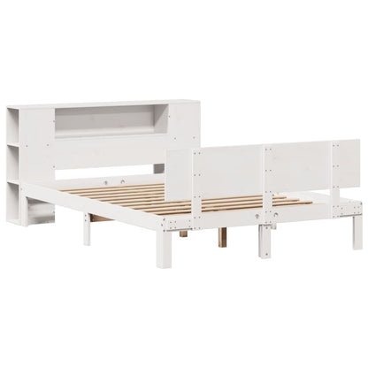 vidaXL Bookcase Bed without Mattress White 150x200 cm King Size Solid Wood Pine