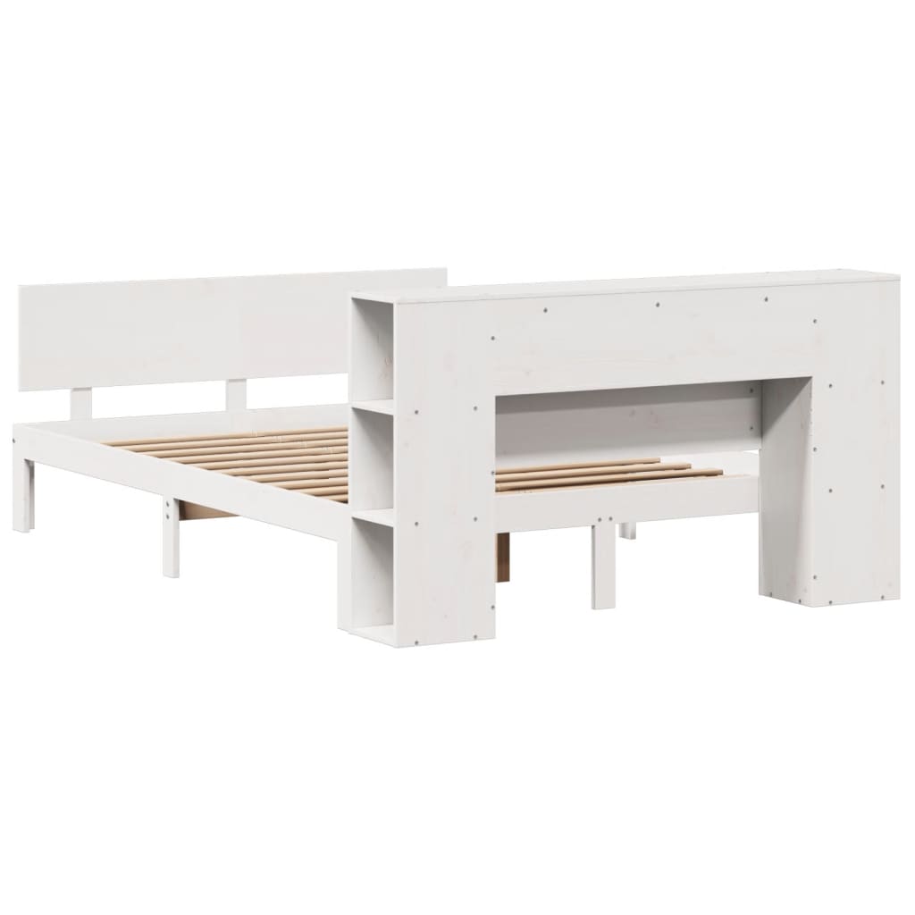 vidaXL Bookcase Bed without Mattress White 150x200 cm King Size Solid Wood Pine