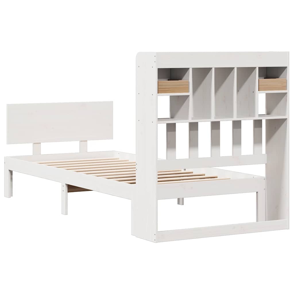 vidaXL Bookcase Bed without Mattress White 75x190cm Solid Wood Pine