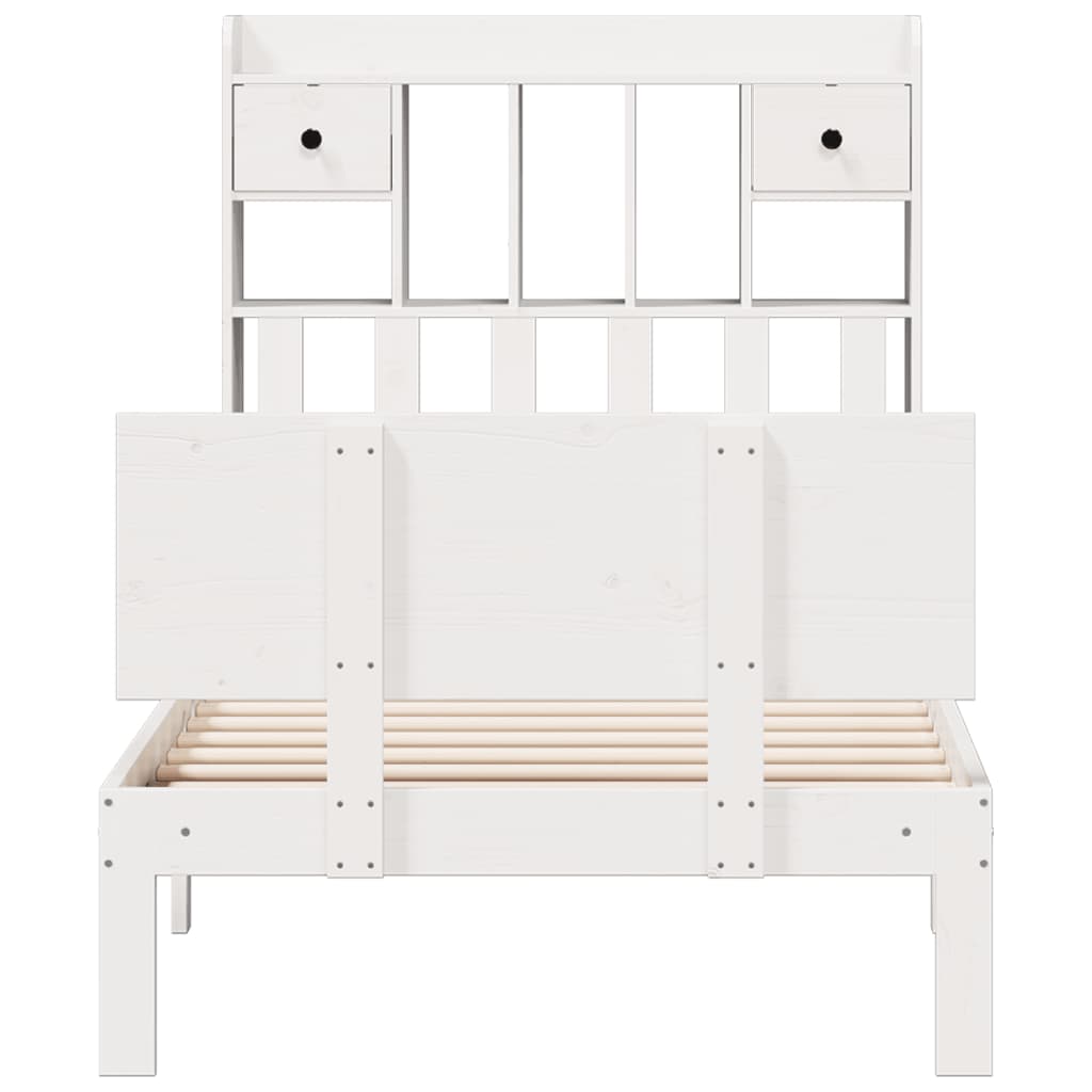 vidaXL Bookcase Bed without Mattress White 90x190cm Solid Wood Pine