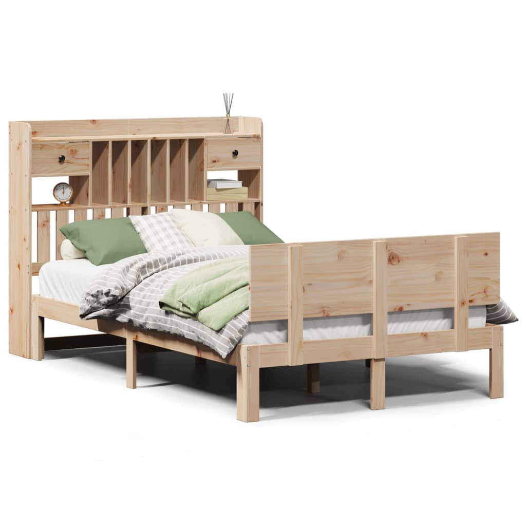 vidaXL Bookcase Bed without Mattress 135x190 cm Double Solid Wood Pine