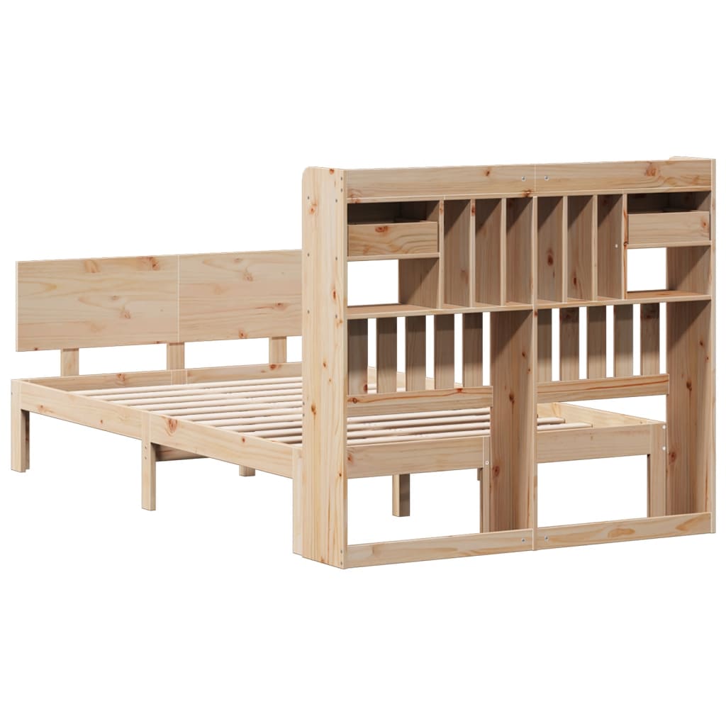vidaXL Bookcase Bed without Mattress 135x190 cm Double Solid Wood Pine