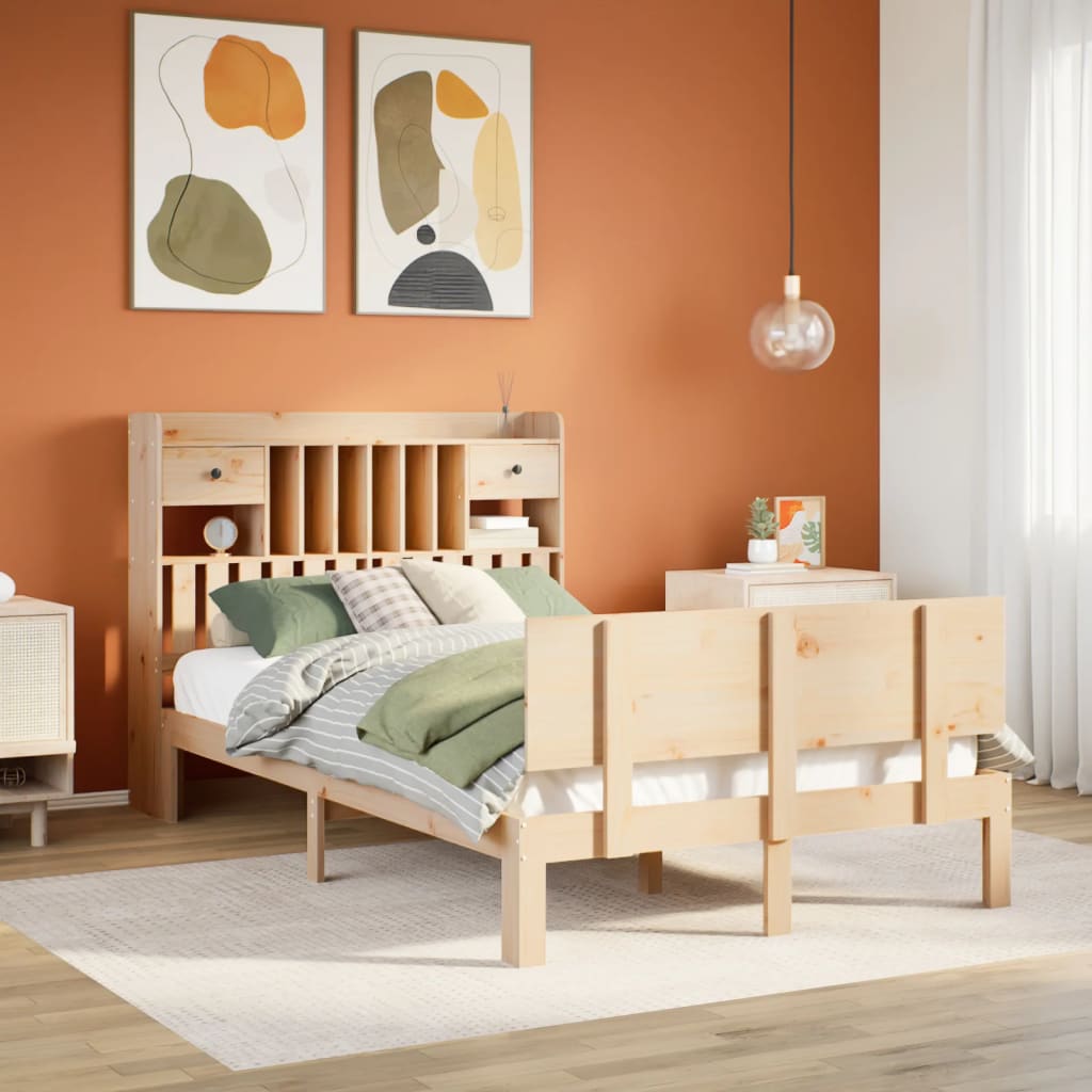 vidaXL Bookcase Bed without Mattress 135x190 cm Double Solid Wood Pine