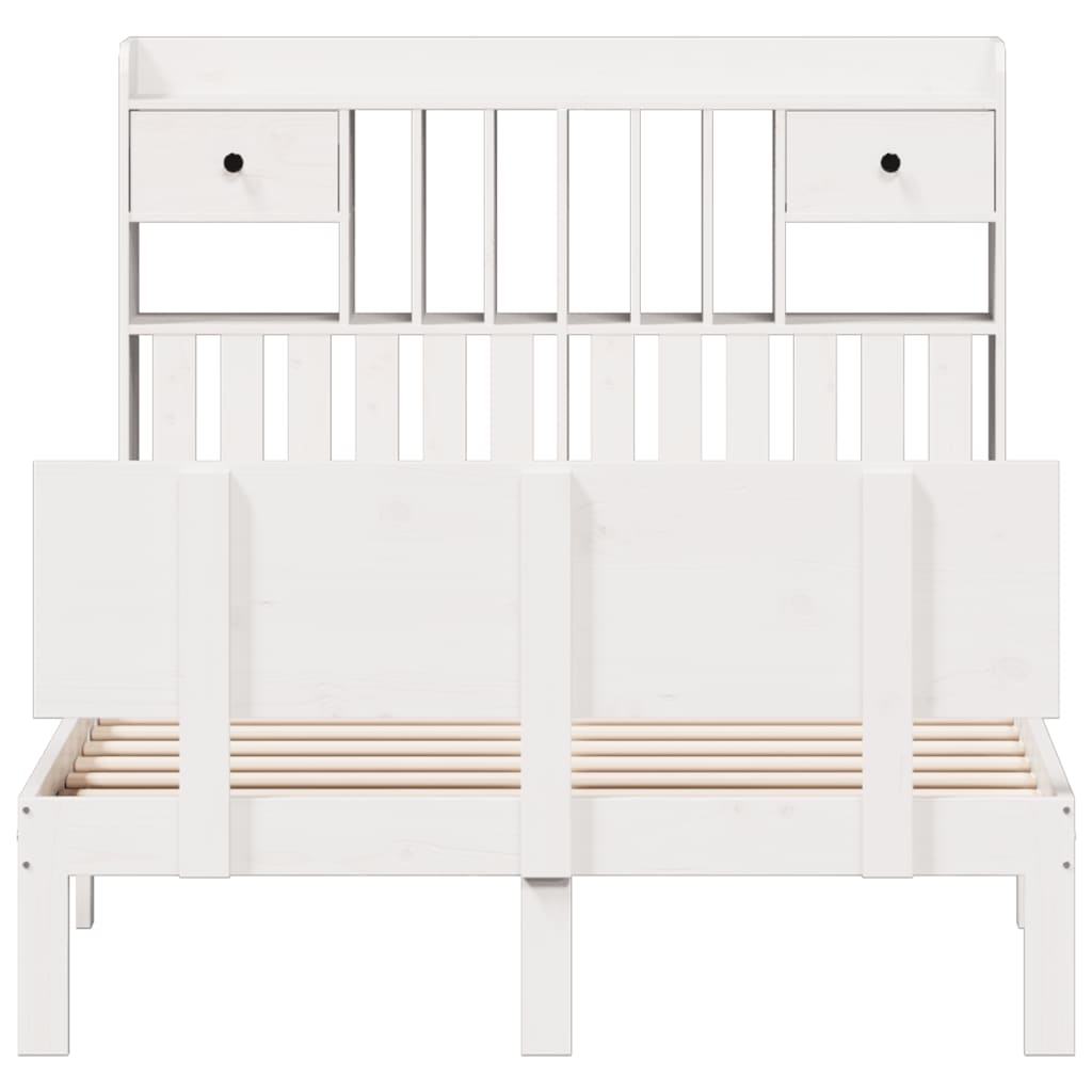 vidaXL Bookcase Bed without Mattress White 135x190 cm Double Solid Wood Pine