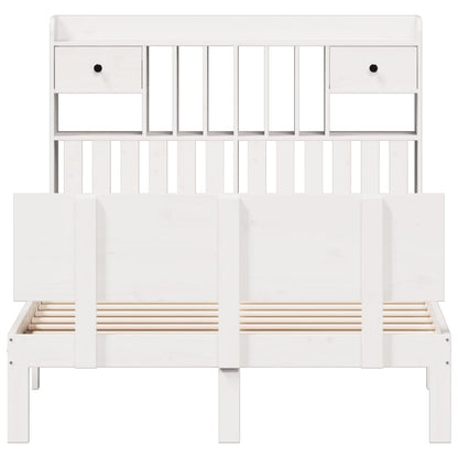 vidaXL Bookcase Bed without Mattress White 135x190 cm Double Solid Wood Pine