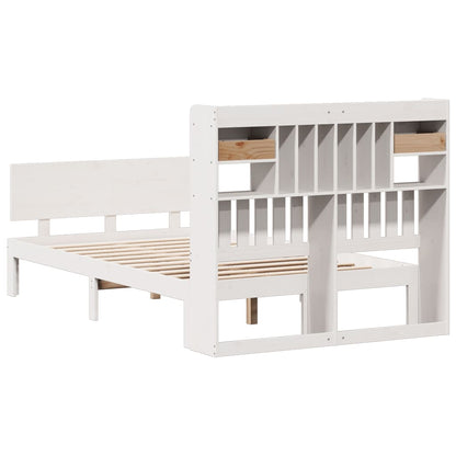 vidaXL Bookcase Bed without Mattress White 135x190 cm Double Solid Wood Pine