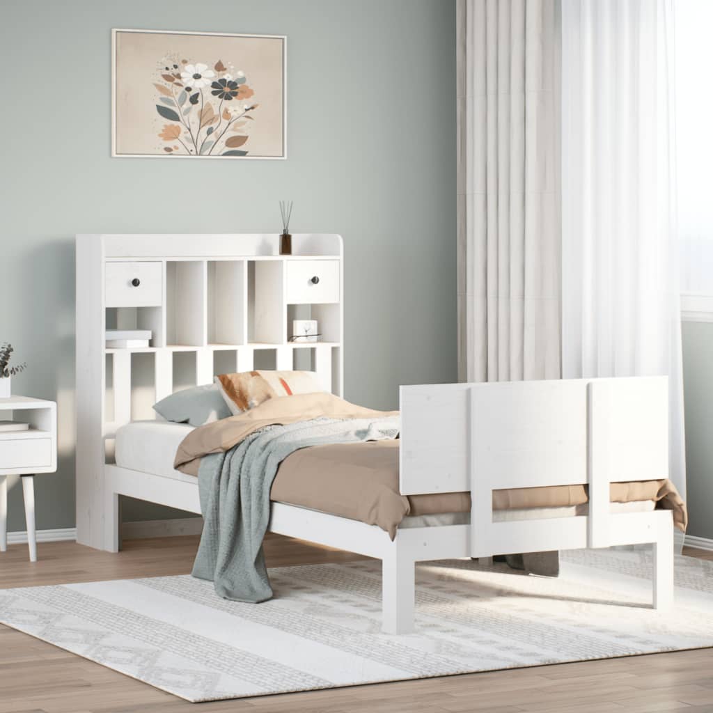 vidaXL Bookcase Bed without Mattress White 90x200cm Solid Wood Pine