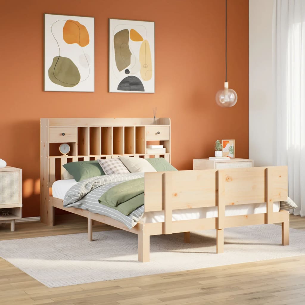 vidaXL Bookcase Bed without Mattress 140x200cm Solid Wood Pine