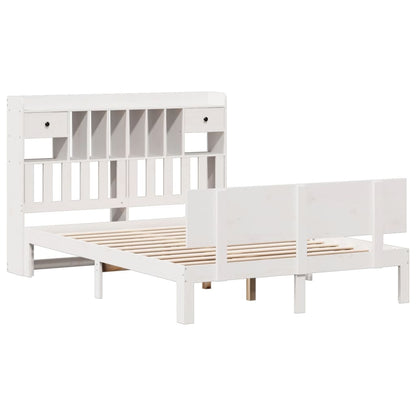 vidaXL Bookcase Bed without Mattress White 150x200 cm King Size Solid Wood Pine