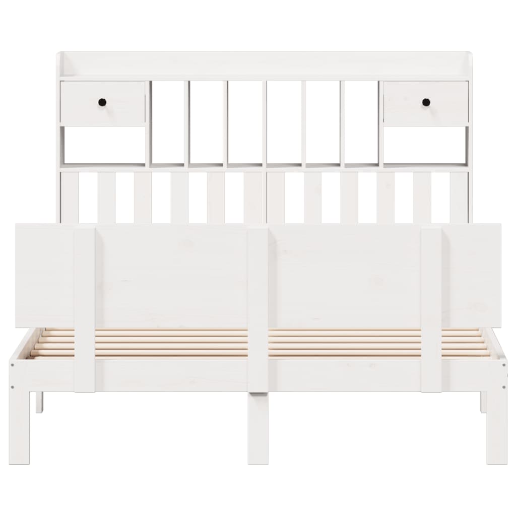 vidaXL Bookcase Bed without Mattress White 150x200 cm King Size Solid Wood Pine
