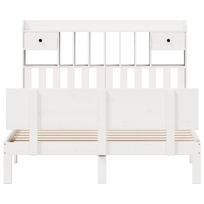 vidaXL Bookcase Bed without Mattress White 150x200 cm King Size Solid Wood Pine