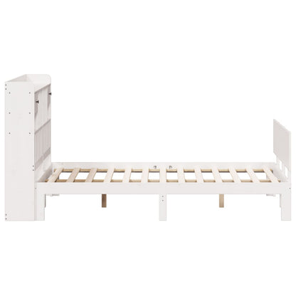 vidaXL Bookcase Bed without Mattress White 150x200 cm King Size Solid Wood Pine