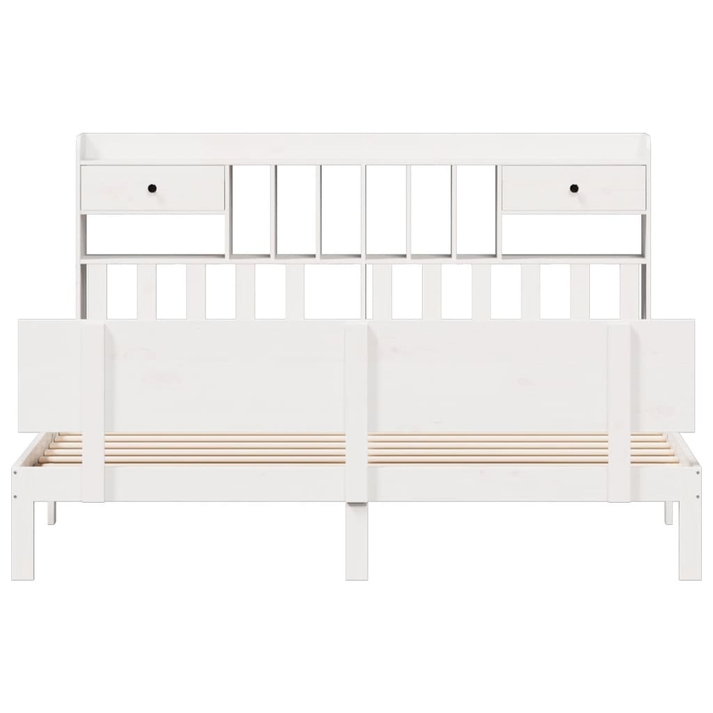 vidaXL Bookcase Bed without Mattress White 180x200 cm Super King Solid Wood Pine