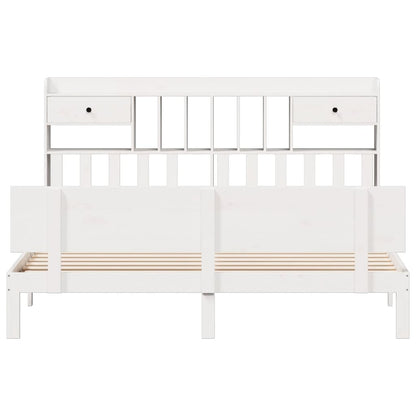 vidaXL Bookcase Bed without Mattress White 180x200 cm Super King Solid Wood Pine