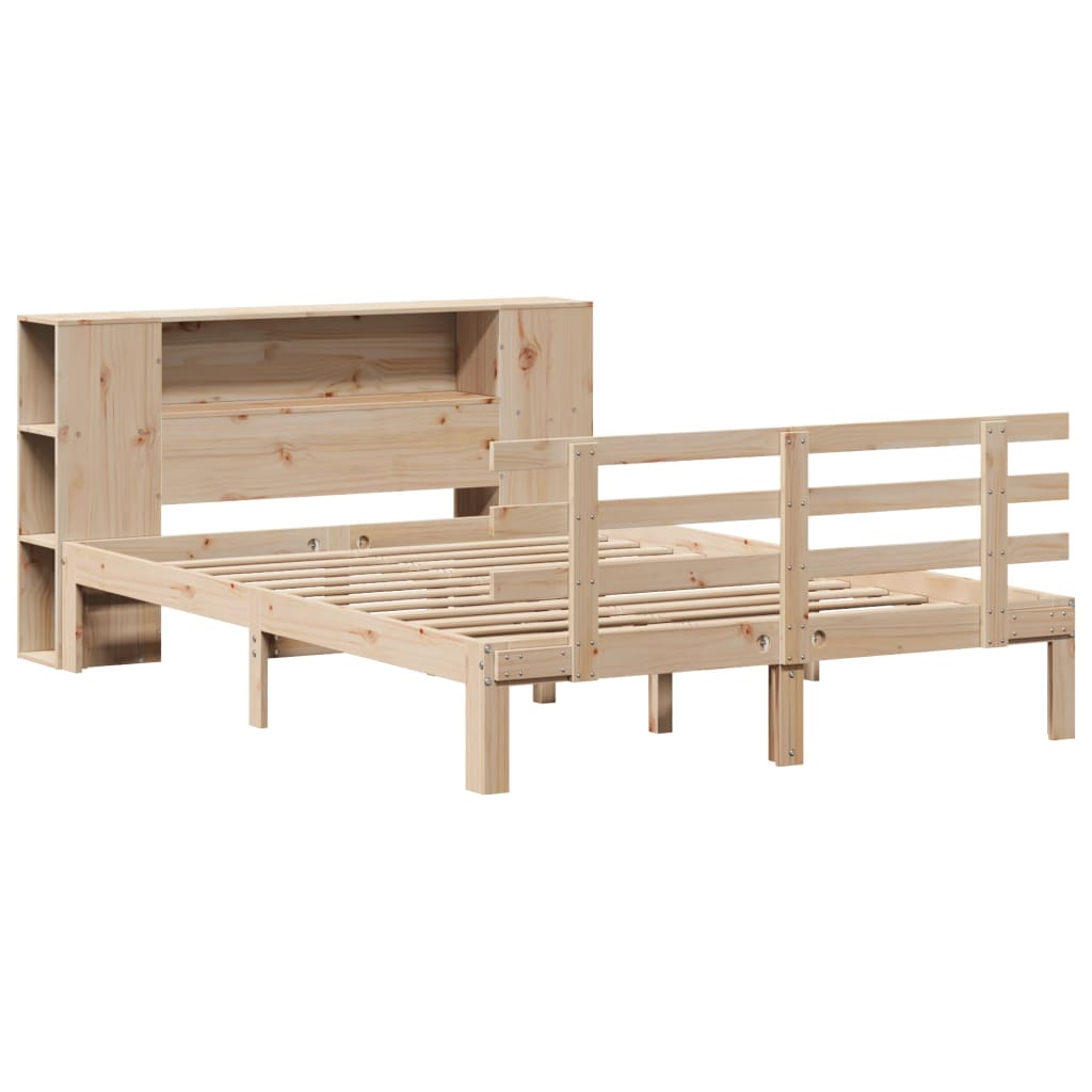 vidaXL Bookcase Bed without Mattress 135x190 cm Double Solid Wood Pine