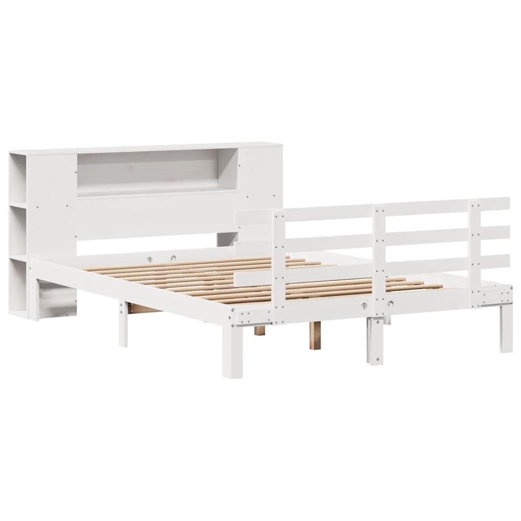 vidaXL Bookcase Bed without Mattress White 135x190 cm Double Solid Wood Pine