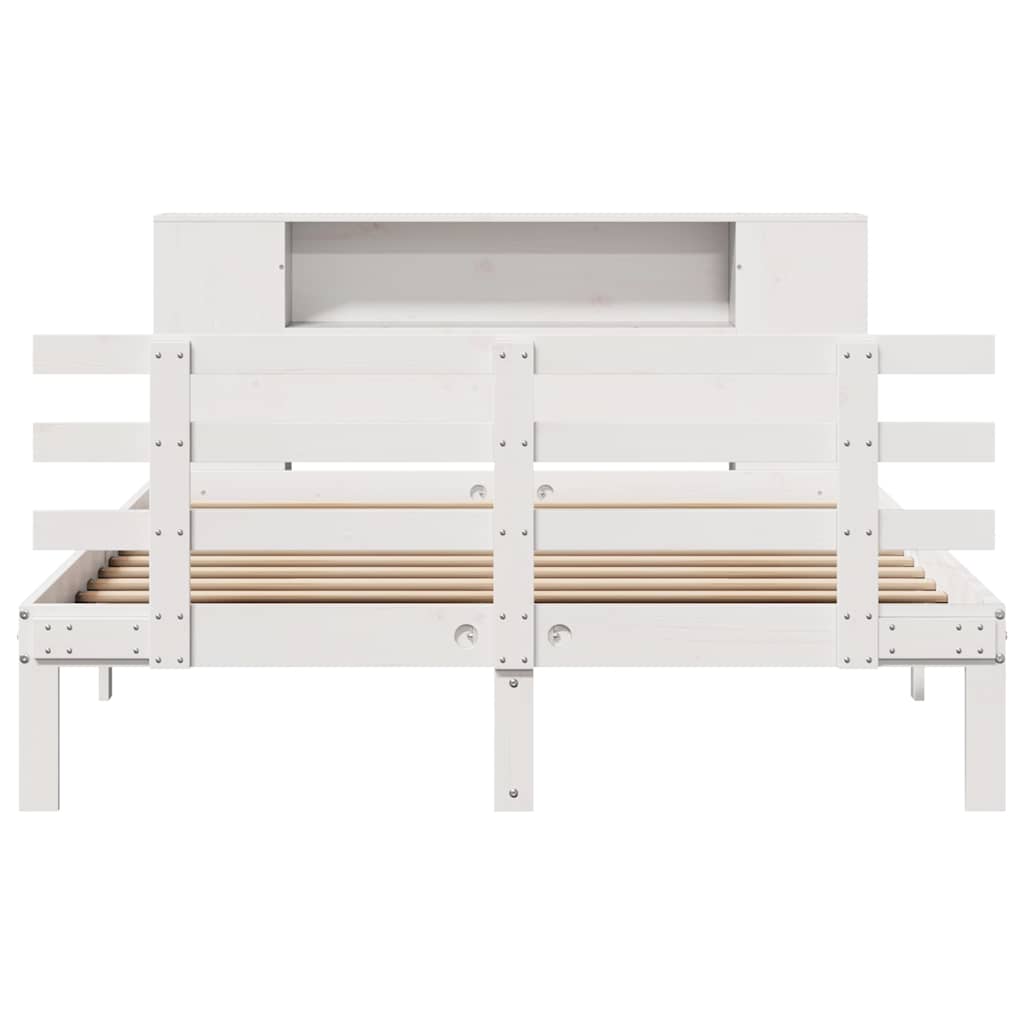 vidaXL Bookcase Bed without Mattress White 135x190 cm Double Solid Wood Pine