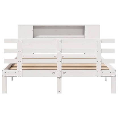 vidaXL Bookcase Bed without Mattress White 135x190 cm Double Solid Wood Pine