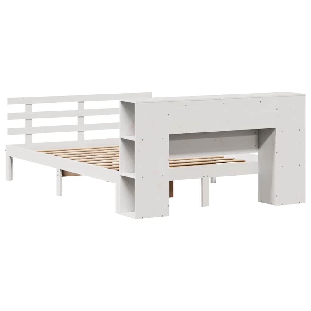 vidaXL Bookcase Bed without Mattress White 135x190 cm Double Solid Wood Pine