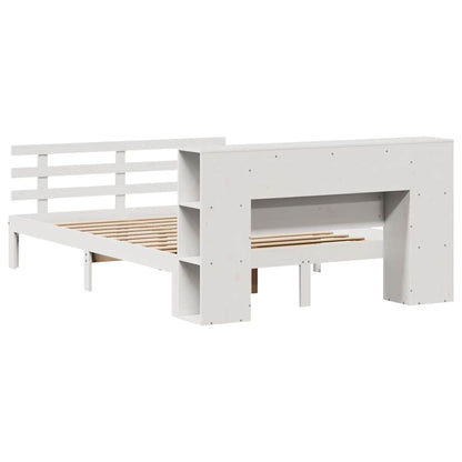 vidaXL Bookcase Bed without Mattress White 135x190 cm Double Solid Wood Pine
