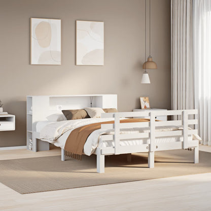 vidaXL Bookcase Bed without Mattress White 140x200cm Solid Wood Pine