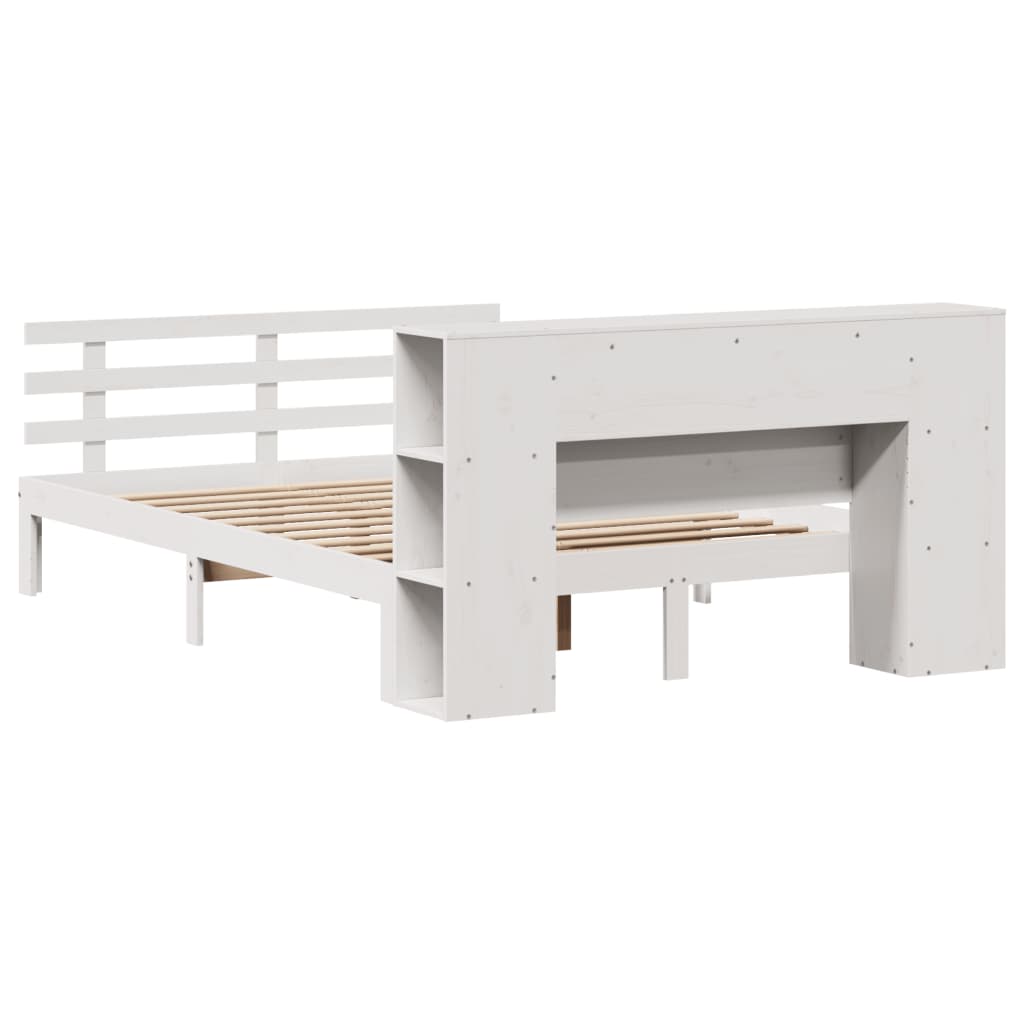 vidaXL Bookcase Bed without Mattress White 150x200 cm King Size Solid Wood Pine