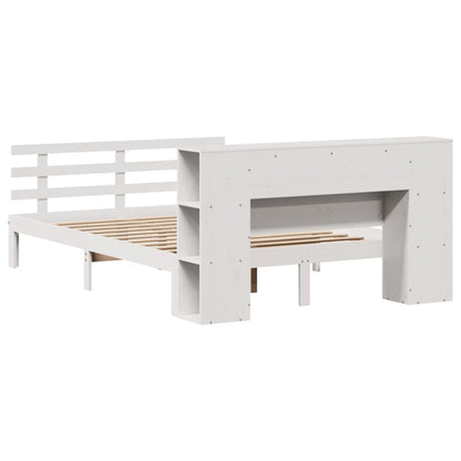 vidaXL Bookcase Bed without Mattress White 150x200 cm King Size Solid Wood Pine