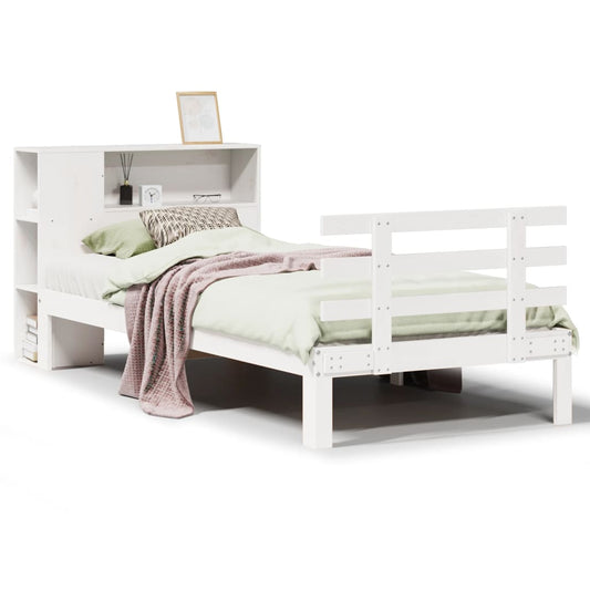 vidaXL Bookcase Bed without Mattress White 75x190 cm Small Single Solid Wood Pine
