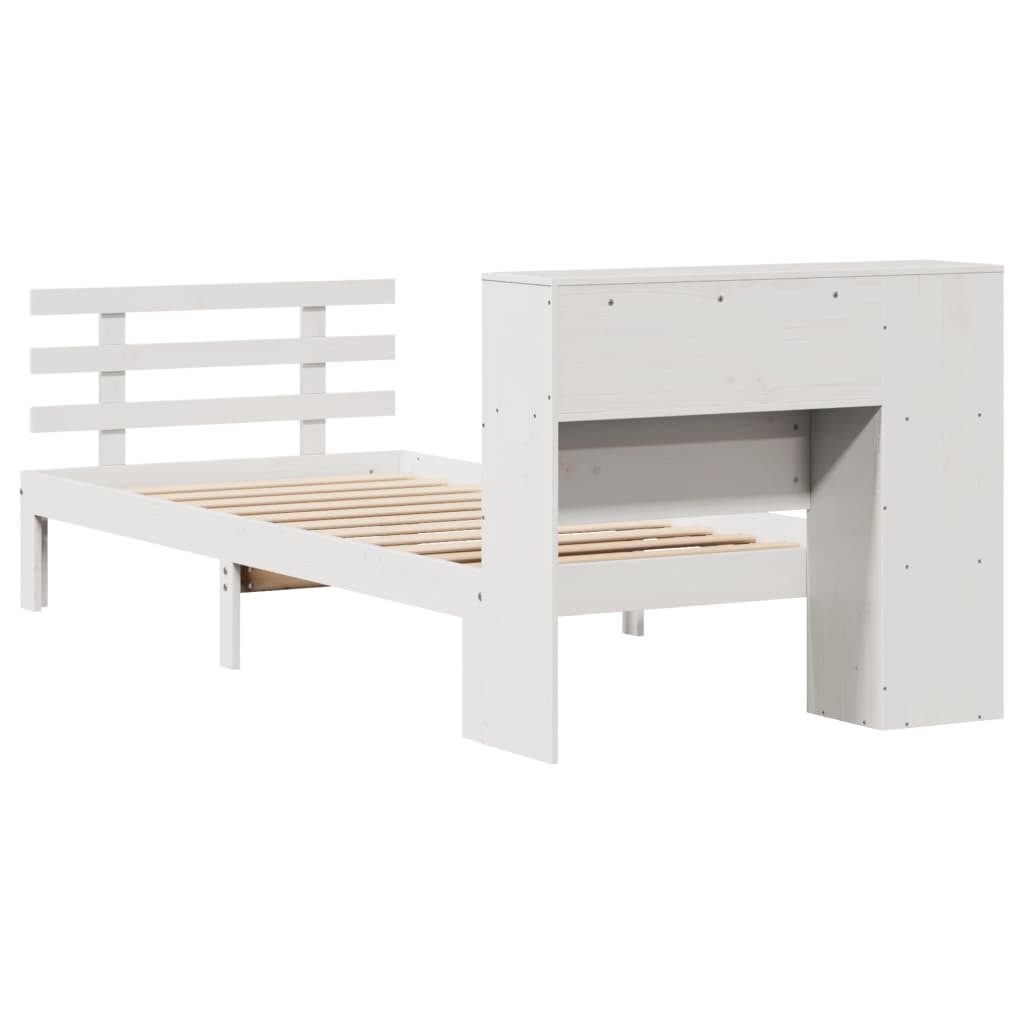 vidaXL Bookcase Bed without Mattress White 75x190 cm Small Single Solid Wood Pine