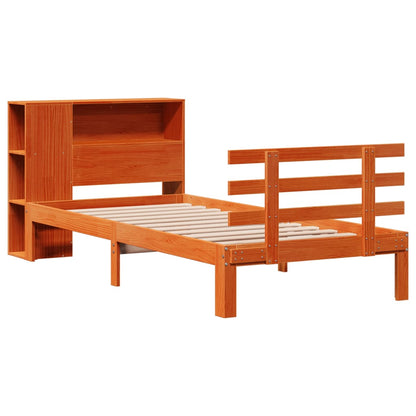 vidaXL Bookcase Bed without Mattress Wax Brown 100x200cm Solid Wood Pine